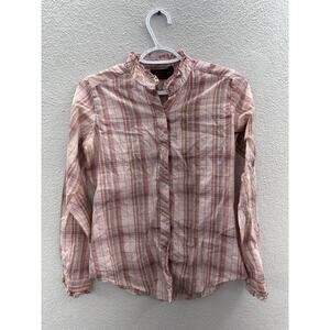 Womens Selection Shirt Size 7/8 Pink Plaid Long Sleeve Button Up